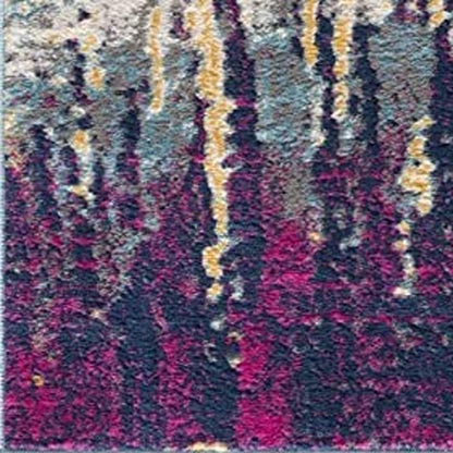 2' X 4' Gray Ivory And Magenta Abstract Area Rug