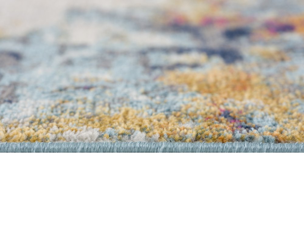 5' X 7' Blue and Gold Abstract Area Rug
