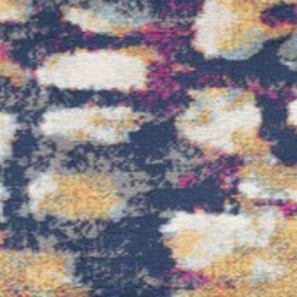 15' Blue And Ivory Abstract Runner Rug