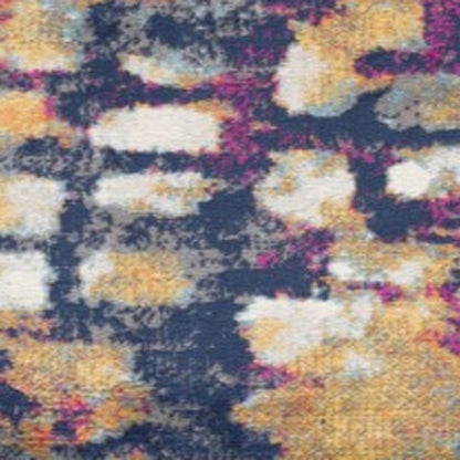 8' X 10' Blue and Ivory Abstract Area Rug