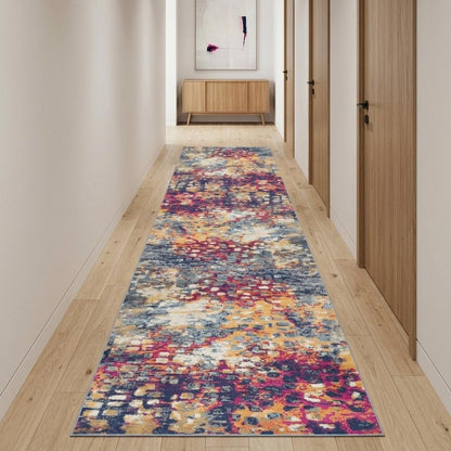5' X 7' Blue and Gold Abstract Area Rug