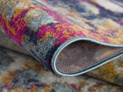 15' Blue And Ivory Abstract Runner Rug