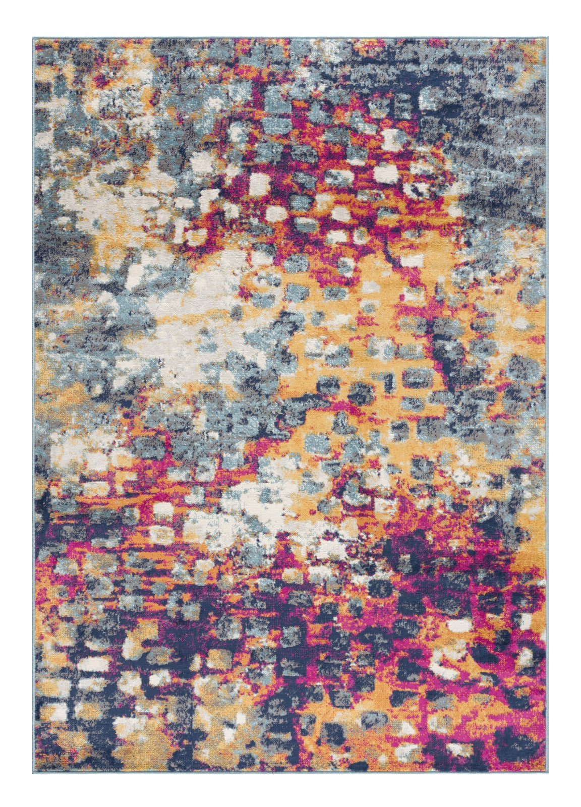 10' Magenta and Gold Abstract Runner Rug