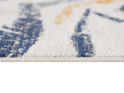 2' X 4' Blue and Gold Abstract Area Rug