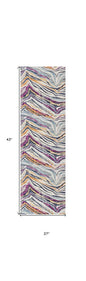 2' X 4' Blue and Gold Abstract Area Rug