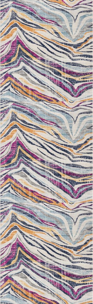 2' X 4' Blue and Gold Abstract Area Rug