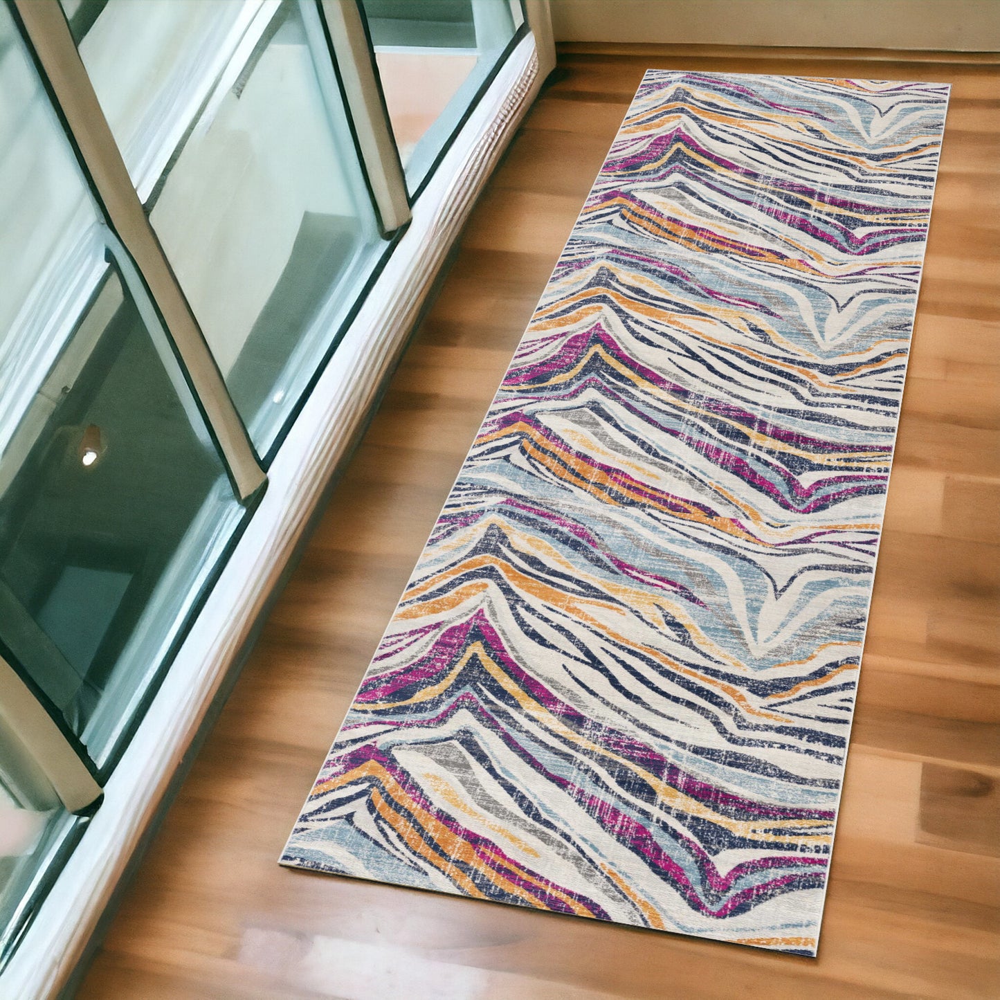 6' X 9' Blue and Gold Abstract Area Rug