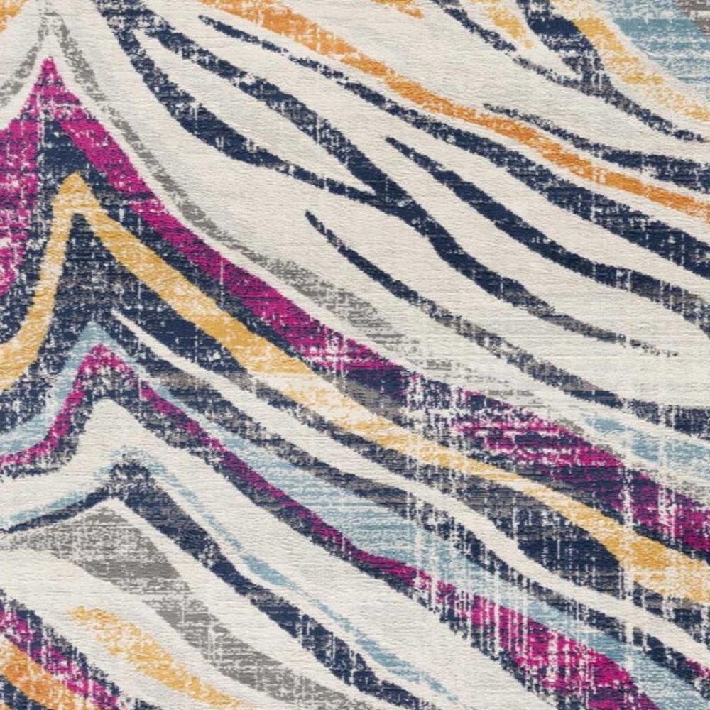 2' X 4' Blue and Gold Abstract Area Rug