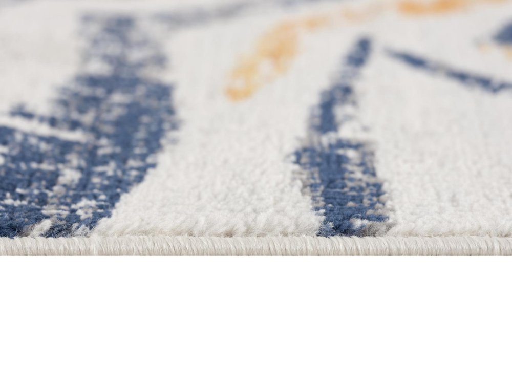 2' X 4' Blue and Gold Abstract Area Rug