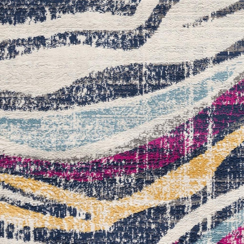 2' X 4' Blue and Gold Abstract Area Rug