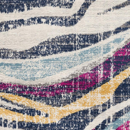 2' X 4' Blue and Gold Abstract Area Rug