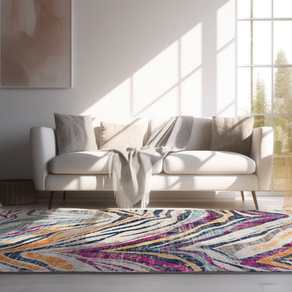 2' X 4' Blue and Gold Abstract Area Rug