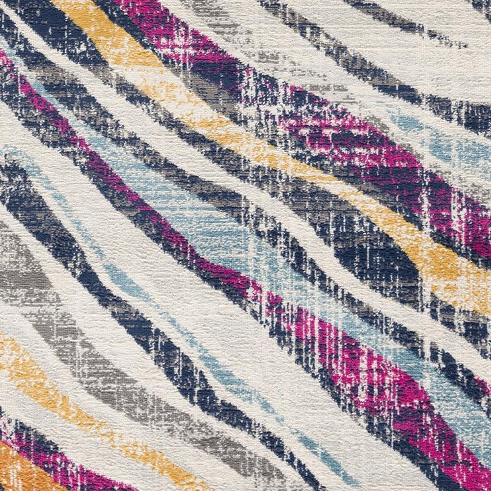 2' X 4' Blue and Gold Abstract Area Rug