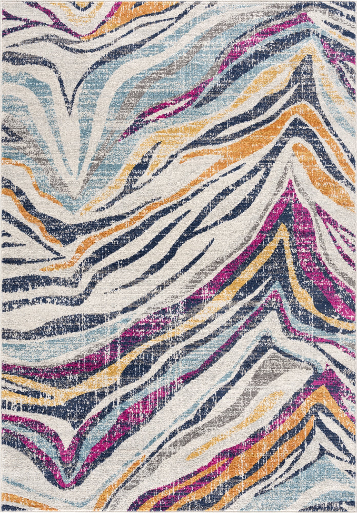 2' X 4' Blue and Gold Abstract Area Rug