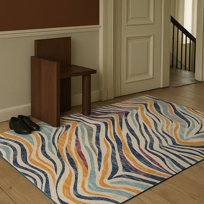 2' X 4' Blue and Gold Abstract Area Rug