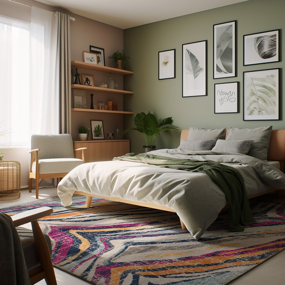 2' X 4' Blue and Gold Abstract Area Rug