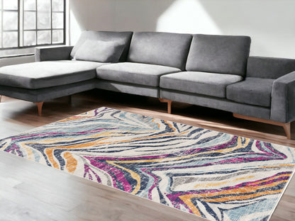 6' X 9' Blue and Gold Abstract Area Rug