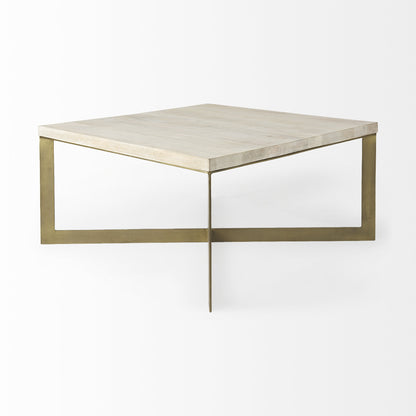 34" Beige Metal Square Coffee Table