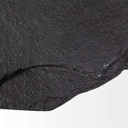 33" Black Wood and Metal Round Pedestal Coffee Table