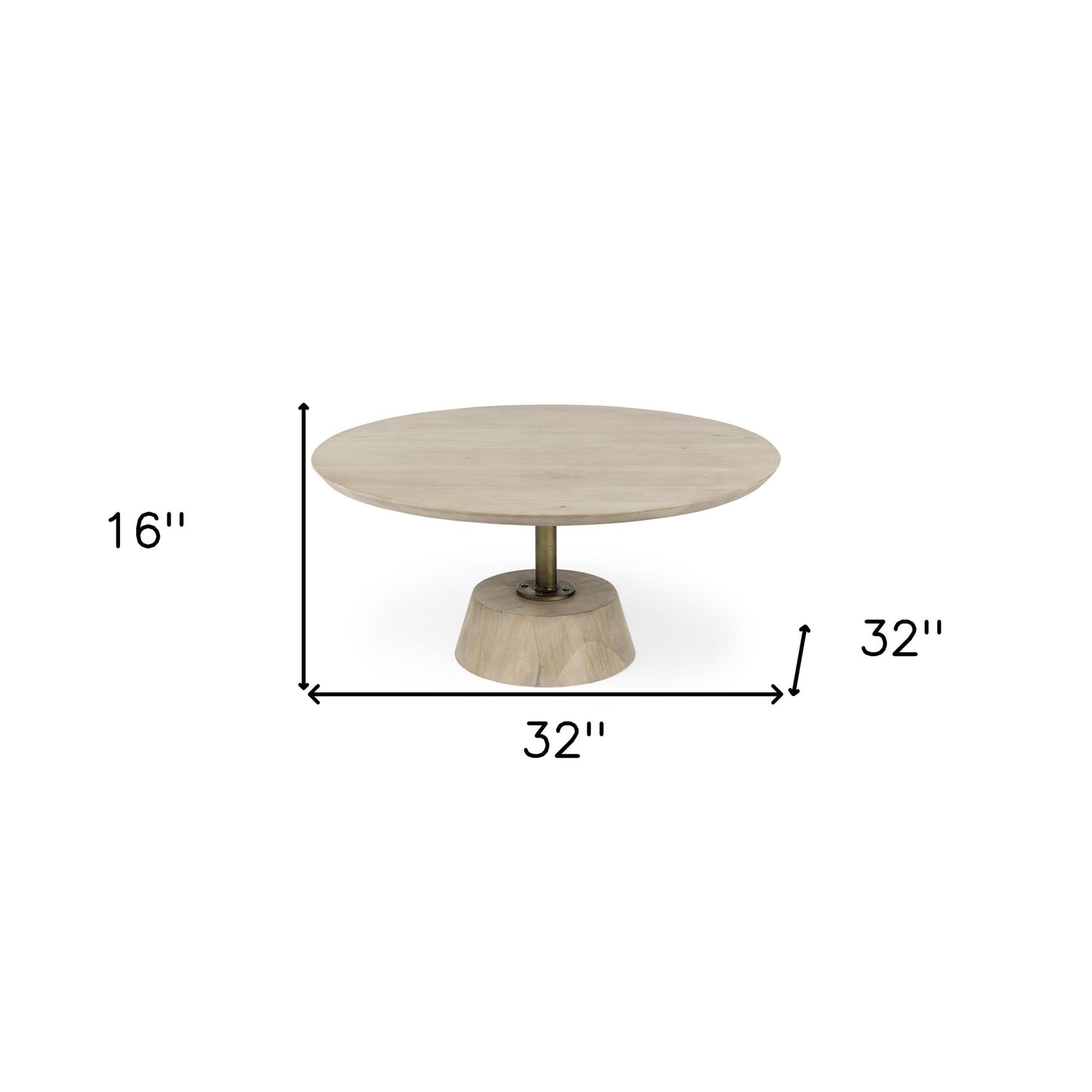 Light Brown Wooden Pedestal Coffee Table