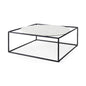 36" White And Black Genuine Marble And Metal Square Coffee Table