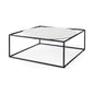 36" White and Black Genuine Marble and Metal Square Frame Coffee Table