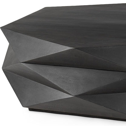 48" Black Wood Octagon Solid Coffee Table