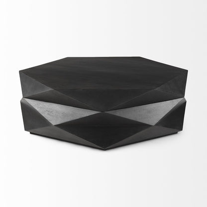 48" Black Wood Octagon Solid Coffee Table