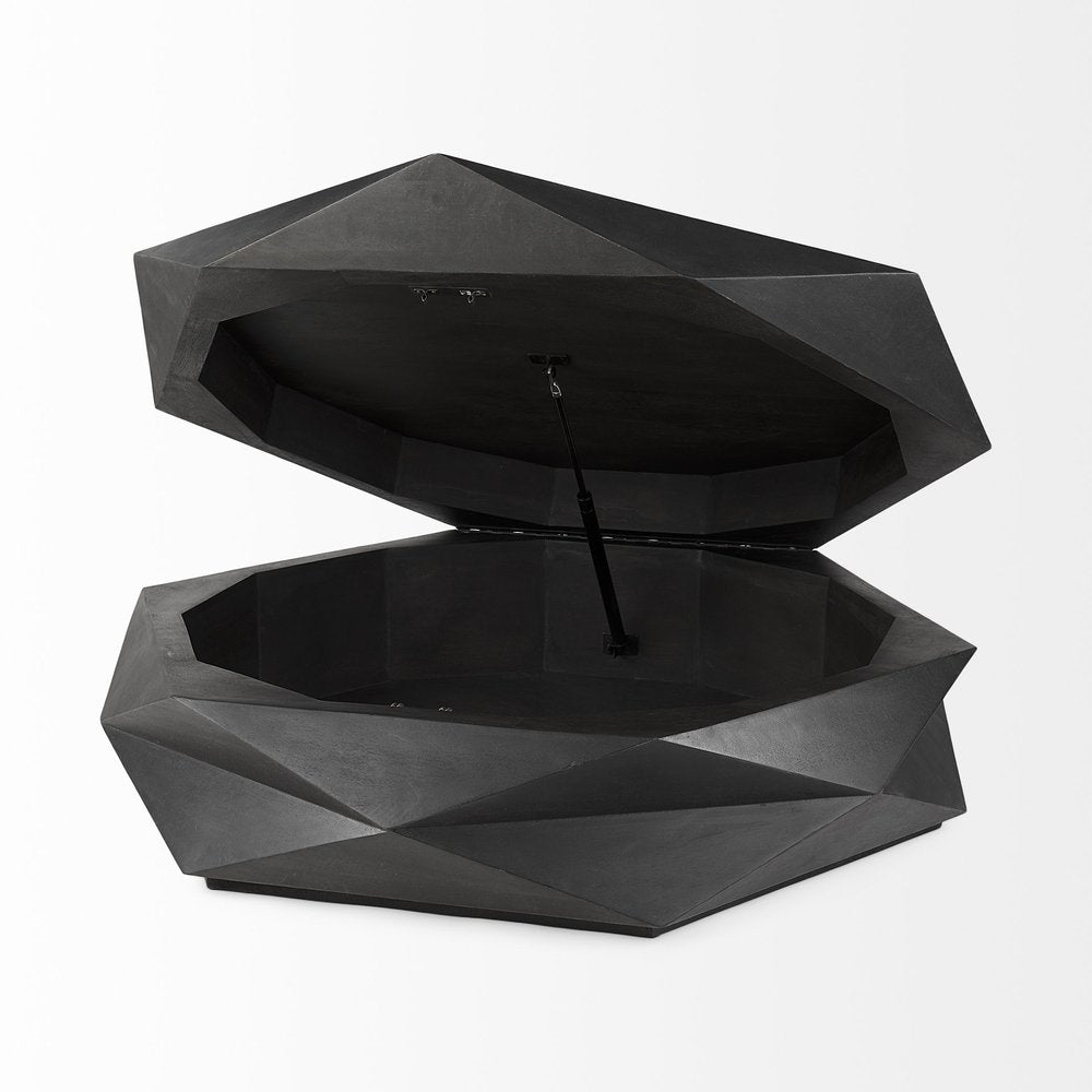 48" Black Wood Octagon Solid Coffee Table