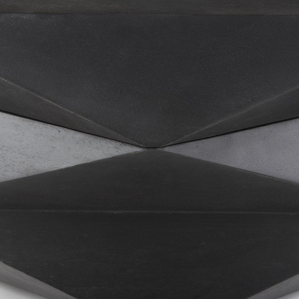 48" Black Wood Octagon Solid Coffee Table
