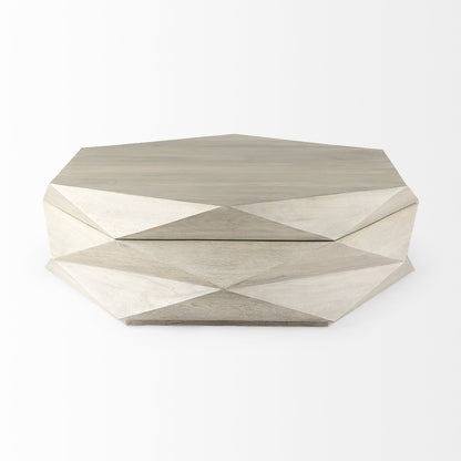 48" Natural Solid Wood Hexagon Lift Top Coffee Table