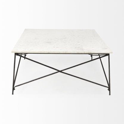 35" White Metal Coffee Table