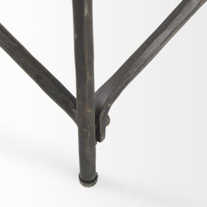 35" White Genuine Marble and Metal Coffee Table