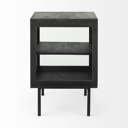 26" Black And Brown Solid Wood Square End Table