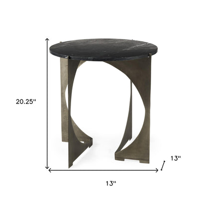 20" Black Marble Round End Table