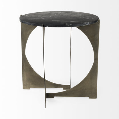 20" Black Marble Round End Table