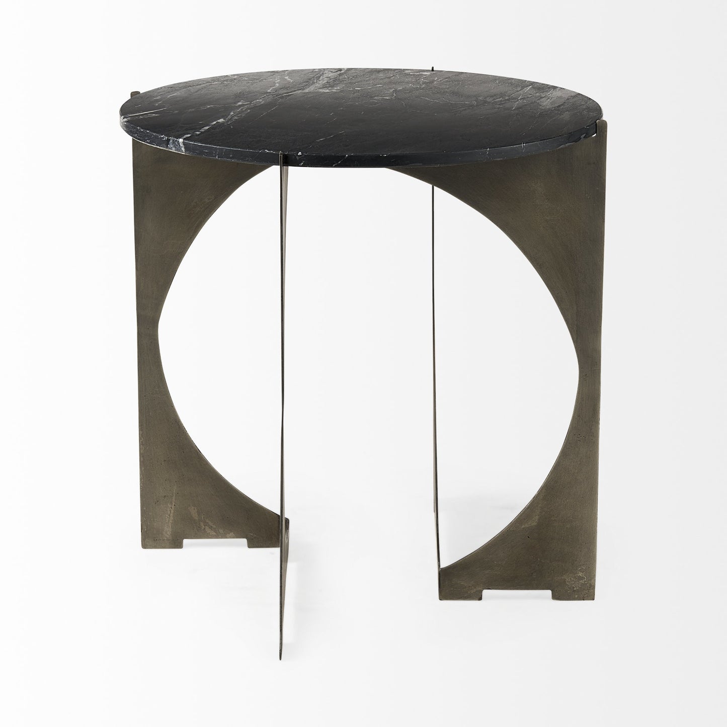 20" Black Marble Round End Table