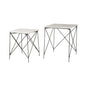 Set of Two White and Black Marble and Metal Square Nested Tables