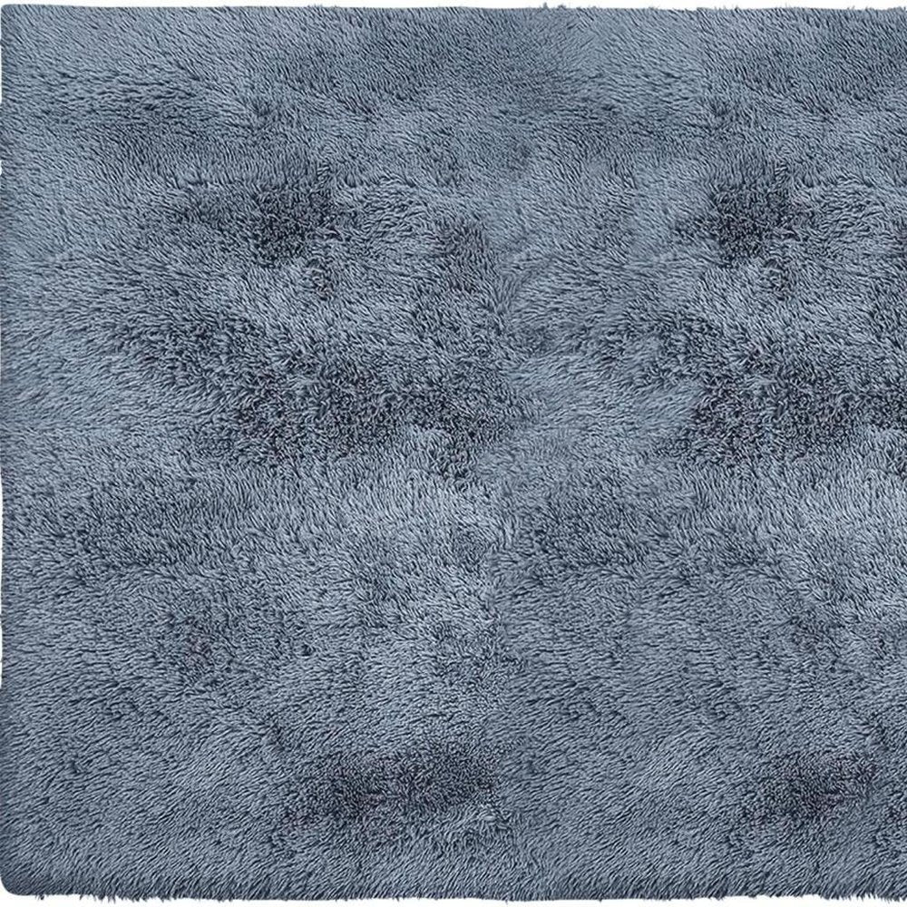 4' X 5' Gray Shag Power Loom Non Skid Area Rug