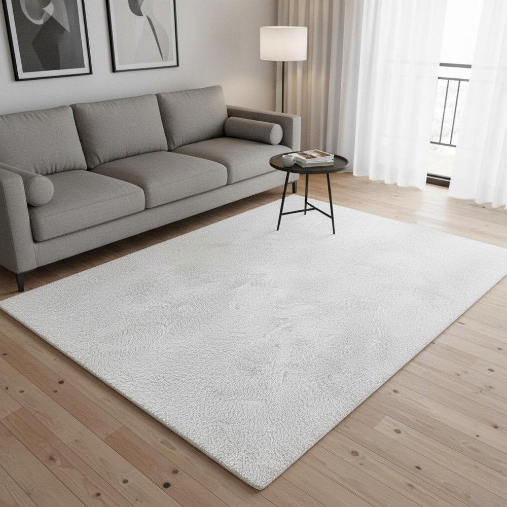 4' X 5' White Power Loom Area Rug