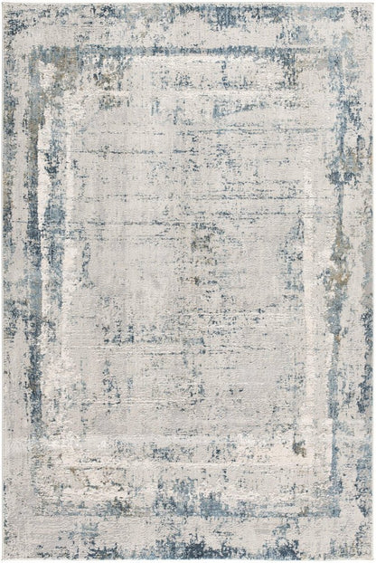 4' X 6' Blue and Ivory Abstract Power Loom Area Rug
