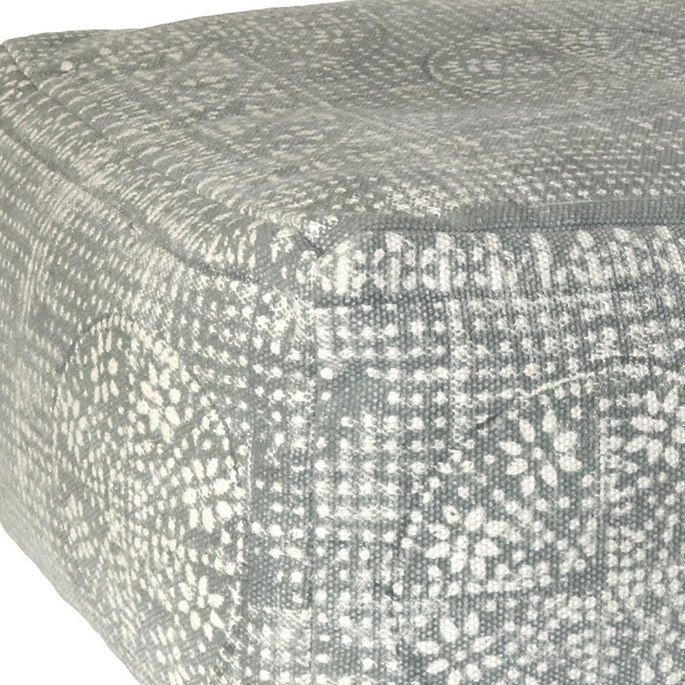 Light Gray Patterned Rectangle Pouf