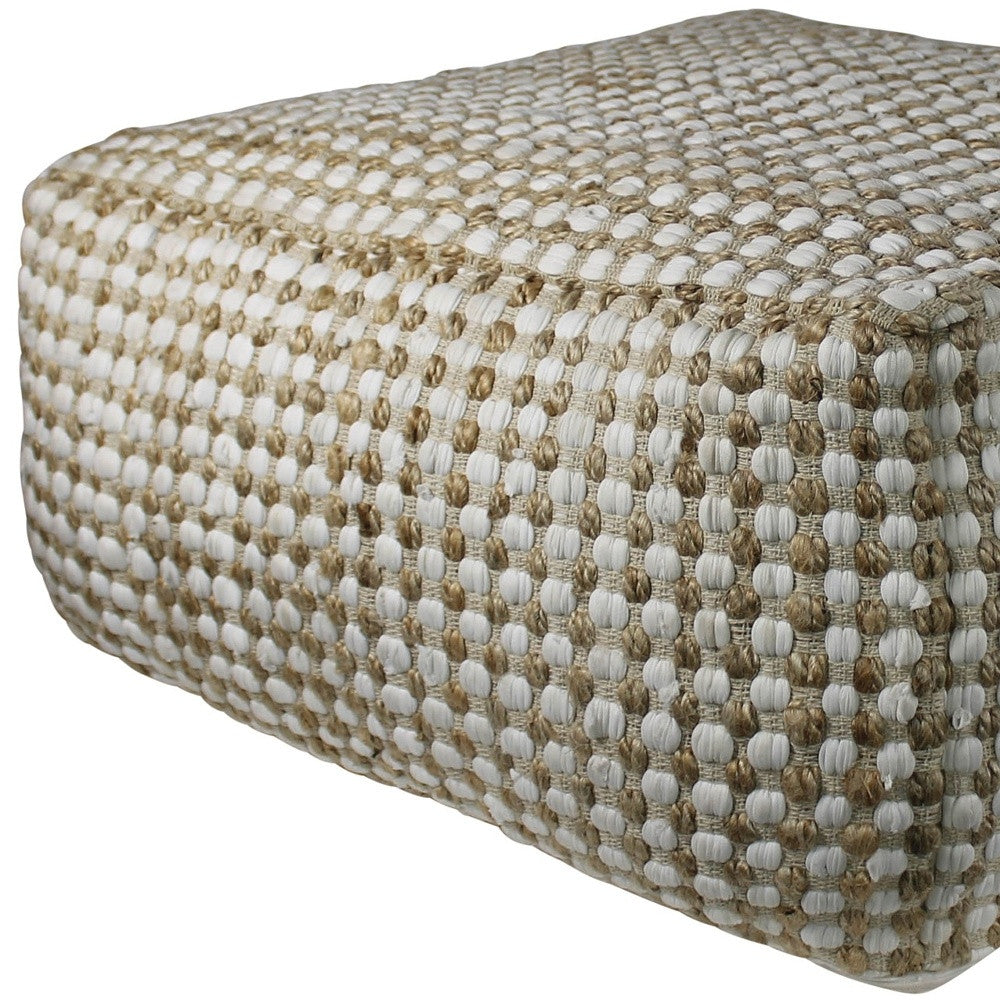 Natural Hemp Dotted Rectangle Pouf