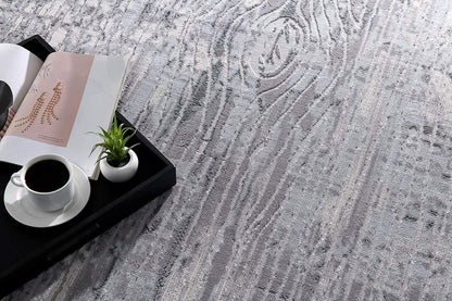 5' X 7' Blue Abstract Power Loom Area Rug