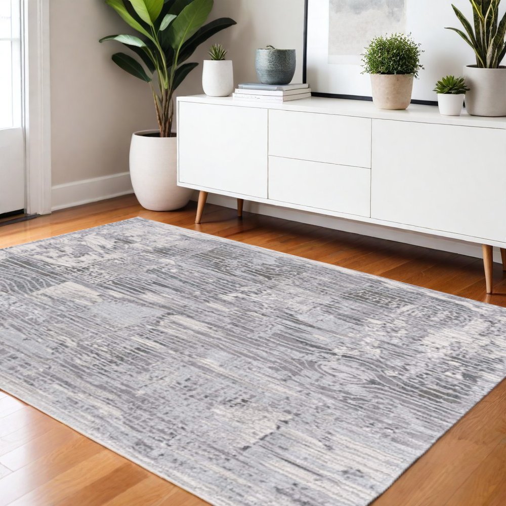 5' X 7' Blue Abstract Power Loom Area Rug