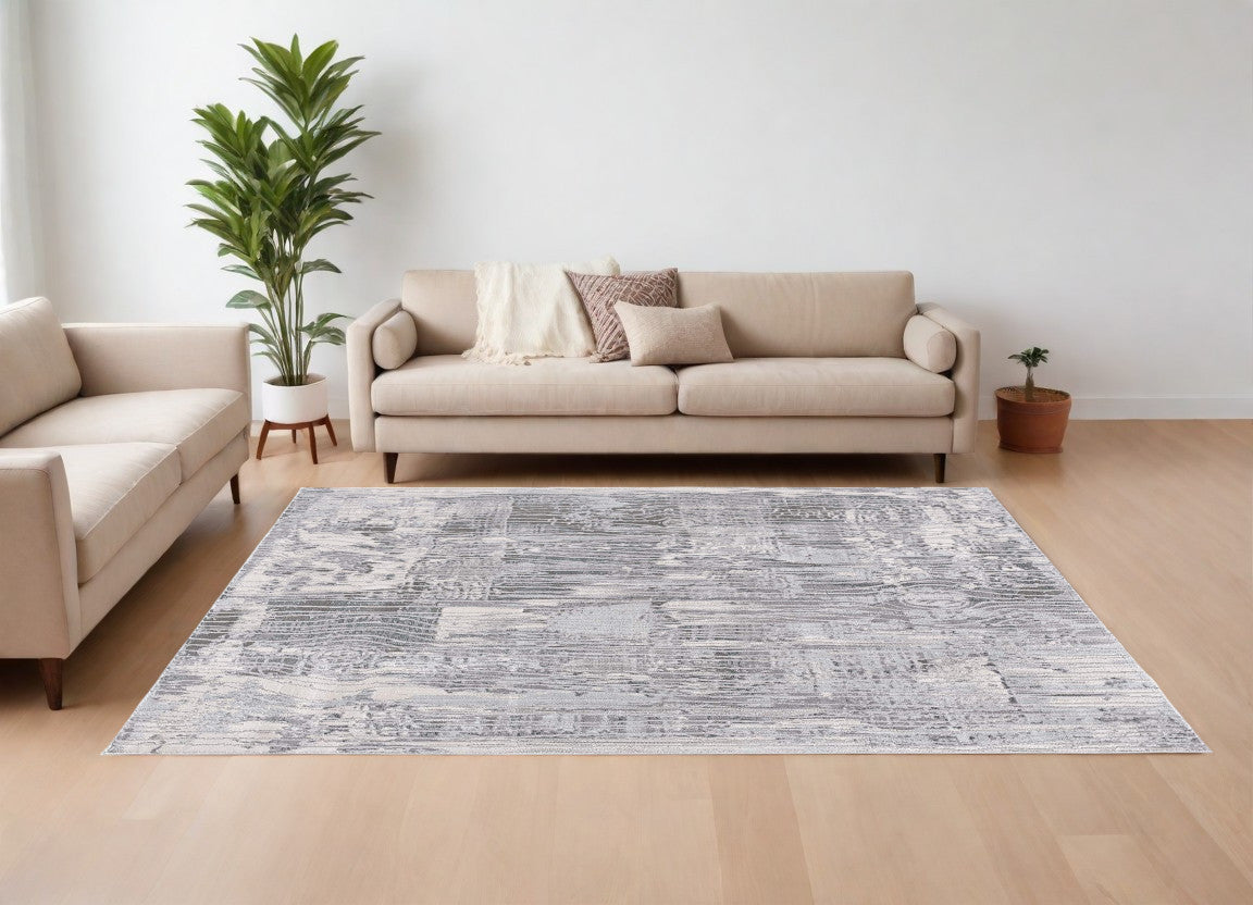 4' X 6' Blue Abstract Strokes Area Rug