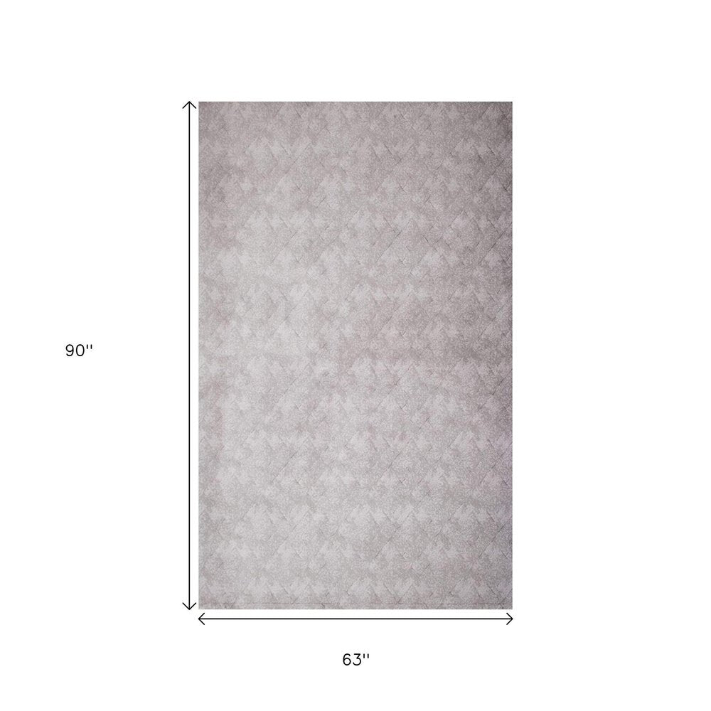 5' X 8' Gray Distressed Diamonds Area Rug