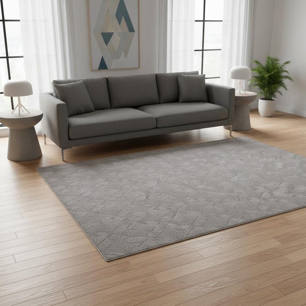 5' X 8' Gray Distressed Diamonds Area Rug