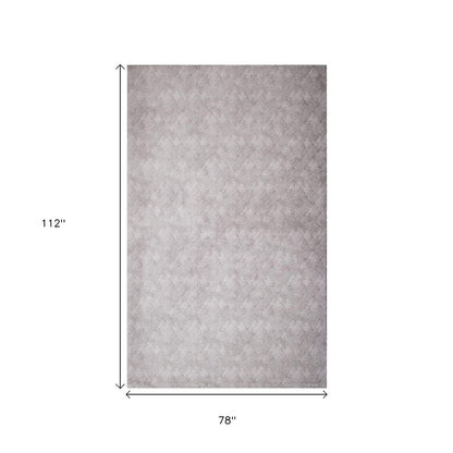 5' X 8' Gray Distressed Diamonds Area Rug