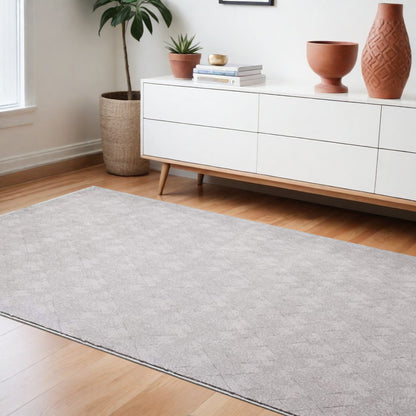 5' X 8' Gray Distressed Diamonds Area Rug